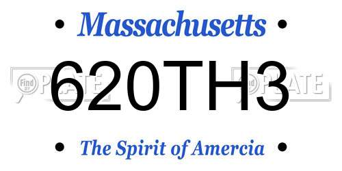 620TH3 Massachusetts License Plate