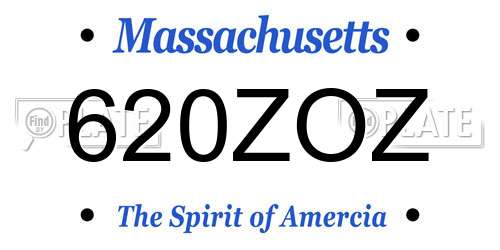 620ZOZ Massachusetts License Plate
