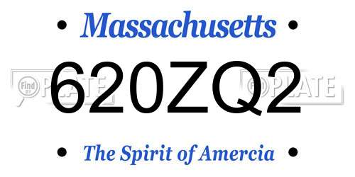 620ZQ2 Massachusetts License Plate