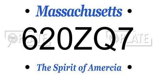 620ZQ7 Massachusetts License Plate