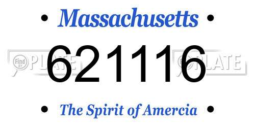 621116 Massachusetts License Plate
