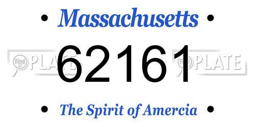 62161 Massachusetts License Plate