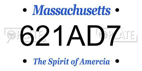 621AD7 Massachusetts License Plate