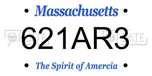 621AR3 Massachusetts License Plate