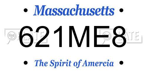 621ME8 Massachusetts License Plate