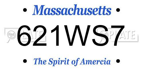 621WS7 Massachusetts License Plate