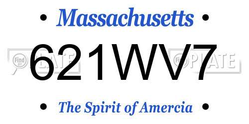621WV7 Massachusetts License Plate