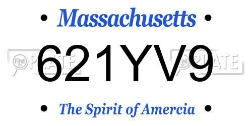 621YV9 Massachusetts License Plate