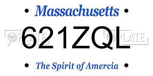 621ZQL Massachusetts License Plate