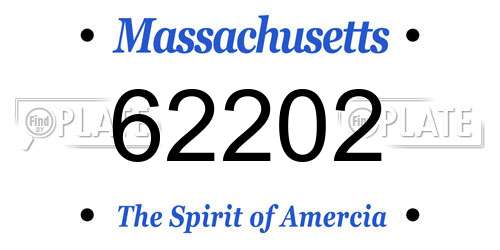 62202 Massachusetts License Plate