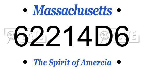 62214D6 Massachusetts License Plate