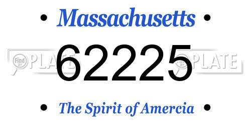 62225 Massachusetts License Plate
