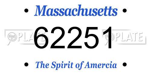 62251 Massachusetts License Plate