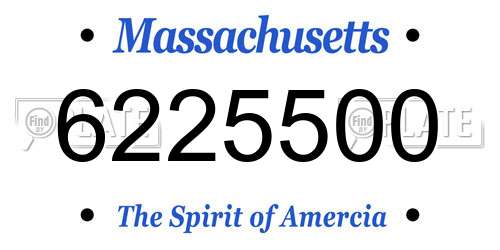 6225500 Massachusetts License Plate