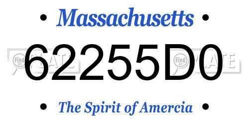 62255D0 Massachusetts License Plate