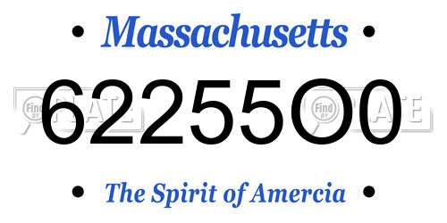 62255O0 Massachusetts License Plate