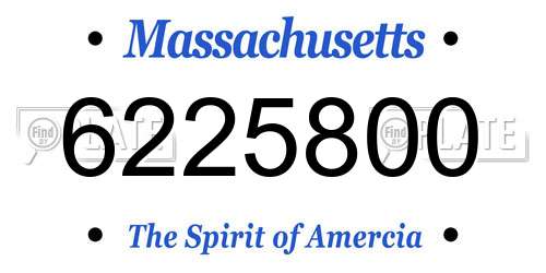 6225800 Massachusetts License Plate