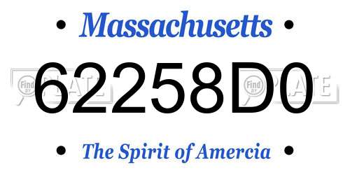 62258D0 Massachusetts License Plate