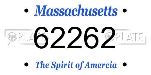 62262 Massachusetts License Plate