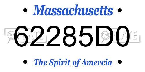 62285D0 Massachusetts License Plate