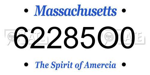 62285O0 Massachusetts License Plate