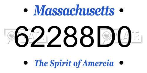 62288D0 Massachusetts License Plate