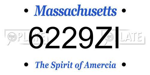 6229ZI Massachusetts License Plate