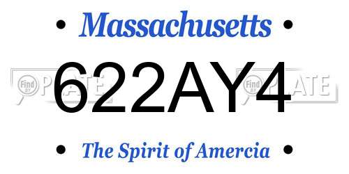 622AY4 Massachusetts License Plate