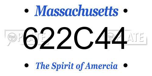 622C44 Massachusetts License Plate