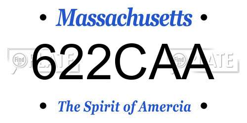 622CAA Massachusetts License Plate
