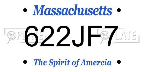 622JF7 Massachusetts License Plate