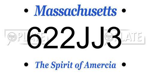 622JJ3 Massachusetts License Plate