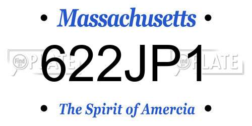622JP1 Massachusetts License Plate