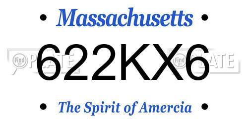 622KX6 Massachusetts License Plate