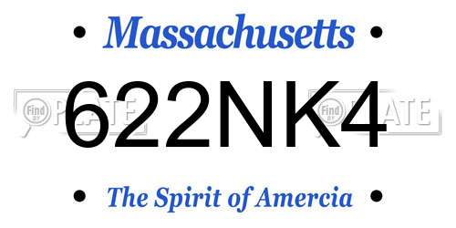 622NK4 Massachusetts License Plate