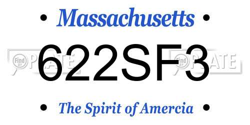 622SF3 Massachusetts License Plate