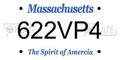 622VP4 Massachusetts License Plate