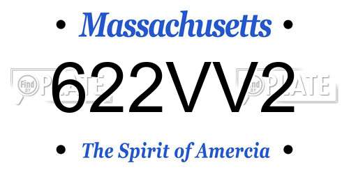 622VV2 Massachusetts License Plate