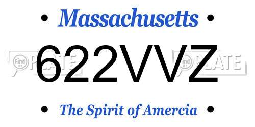 622VVZ Massachusetts License Plate