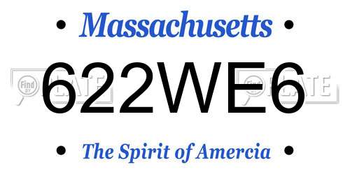 622WE6 Massachusetts License Plate