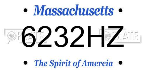 6232HZ Massachusetts License Plate