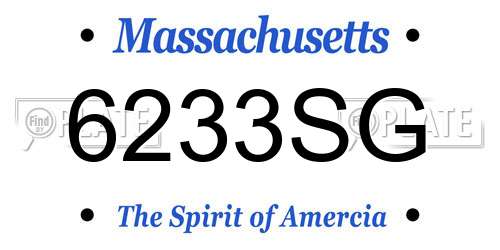 6233SG Massachusetts License Plate