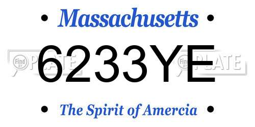 6233YE Massachusetts License Plate