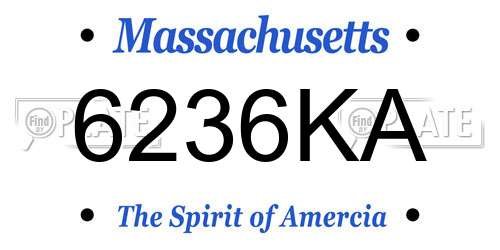6236KA Massachusetts License Plate