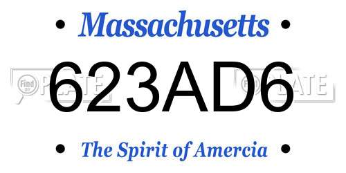 623AD6 Massachusetts License Plate