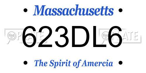 623DL6 Massachusetts License Plate