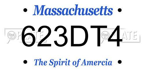 623DT4 Massachusetts License Plate