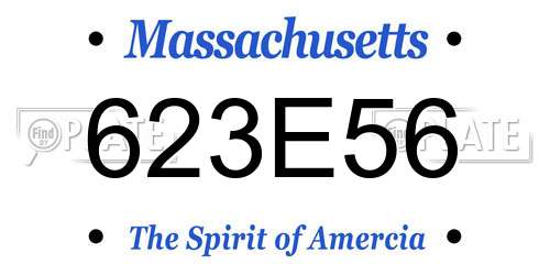 623E56 Massachusetts License Plate