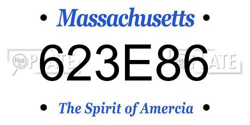 623E86 Massachusetts License Plate