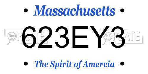 623EY3 Massachusetts License Plate